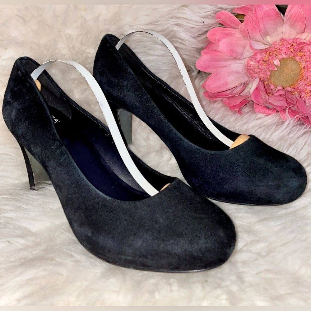 Eileen Fisher Black Suede Pure Pumps Heels 7